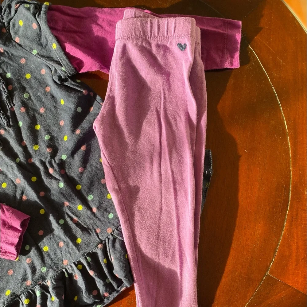 OshKosh ruffle Tunic long sleeve matching lace leggings Size 2T